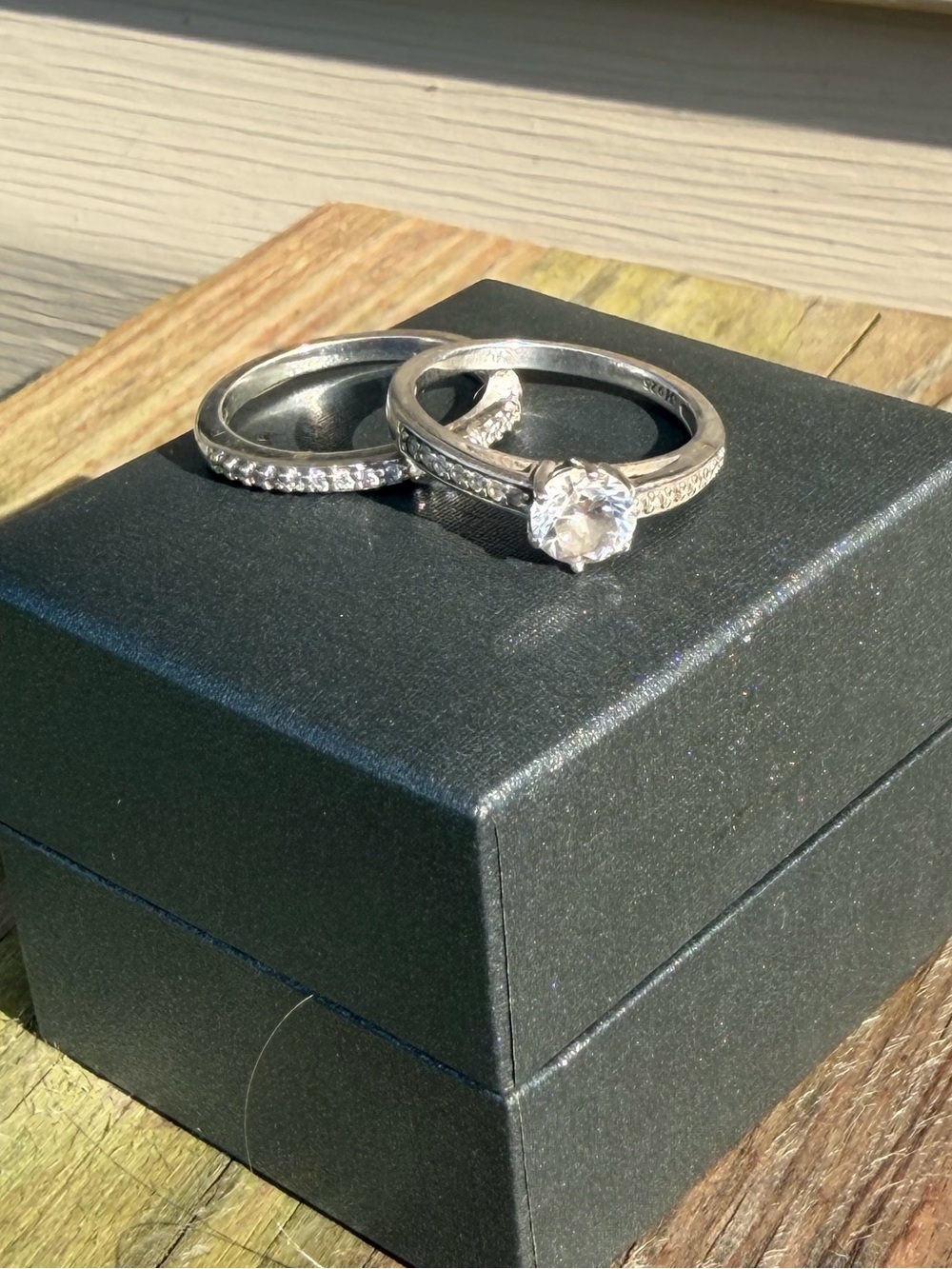Sterling Silver Simulated Diamond Bridal Ring Set - Silver - Picture 2 of 2